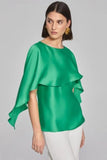 Joseph Ribkoff 234023S24 Noble Green Boat Neck Layered Satin Top