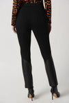 Joseph Ribkoff 234036 Black Knit Faux Leather Pull On Slim Ankle Pants