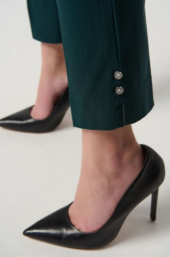 Joseph Ribkoff 234072 Alpine Green Rhinestone Detail Pull On Ankle Pants
