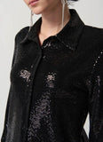 Joseph Ribkoff 234091 Black/Black Sequined Front Button Top
