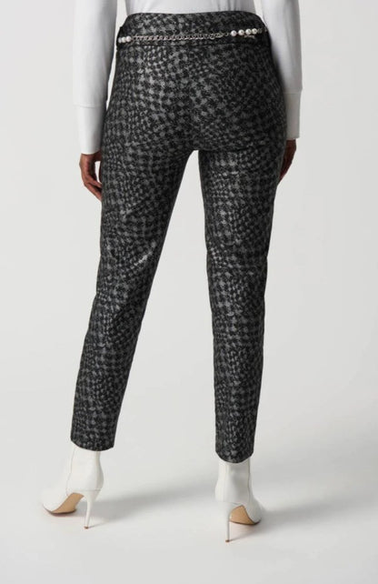 Joseph Ribkoff 234101 Black/Grey Houndstooth Print Pull On Pants