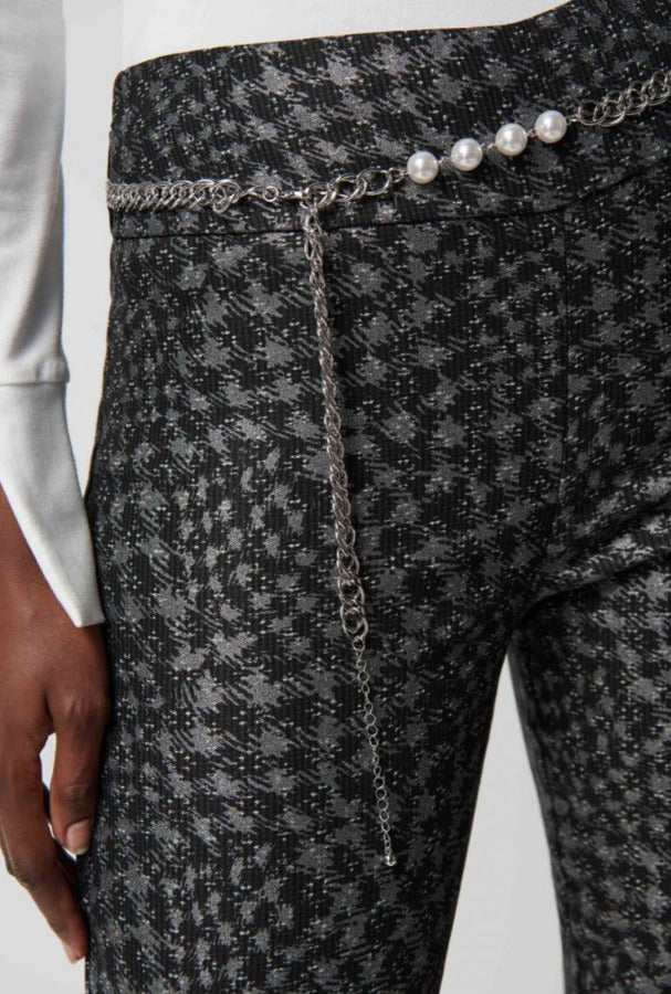 Joseph Ribkoff 234101 Black/Grey Houndstooth Print Pull On Pants