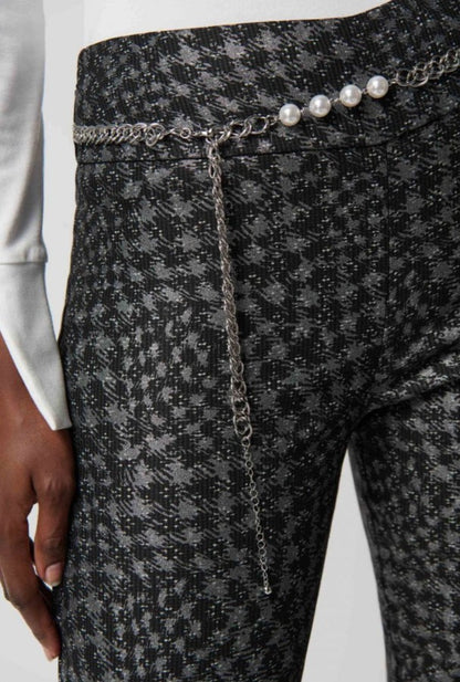 Joseph Ribkoff 234101 Black/Grey Houndstooth Print Pull On Pants