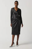 Joseph Ribkoff 234110 Dark Grey Metallic Wrap Front Dress