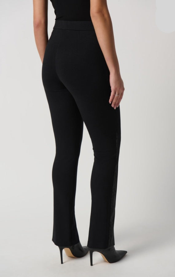 Joseph Ribkoff 234113 Black Snakeskin Faux Leather Split Front Pants