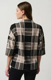 Joseph Ribkoff 234133 Black/Multi Plaid Mock Neck Boxy Sweater Top