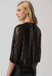 Joseph Ribkoff 234176 Black/Gold Sequined Mesh 3/4 Sleeve Top