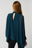 Joseph Ribkoff 234245 Alpine Green Chiffon Keyhole Neck Top