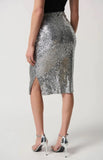 Joseph Ribkoff 234259 Silver Grey/Silver Sequined Side Slit Pencil Skirt