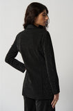 Joseph Ribkoff 234275 Black Satin Trim Lurex Long Sleeve Blazer Jacket