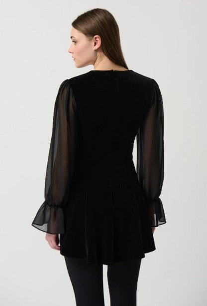Joseph Ribkoff 234277 Black Puff Sleeve High-Low Top