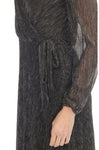 Joseph Ribkoff 234709  Black/Silver Metallic Faux Wrap A-Line Dress