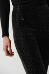 Joseph Ribkoff 234900 Black Textured Leopard Print Pleather Skinny Pants