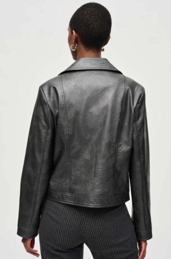 Joseph Ribkoff 234902 Asymmetric Zip Faux Leather Moto Jacket