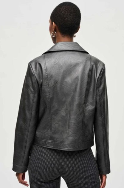 Joseph Ribkoff 234902 Asymmetric Zip Faux Leather Moto Jacket