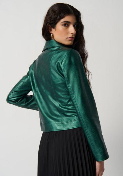 Joseph Ribkoff 234902 Asymmetric Zip Faux Leather Moto Jacket
