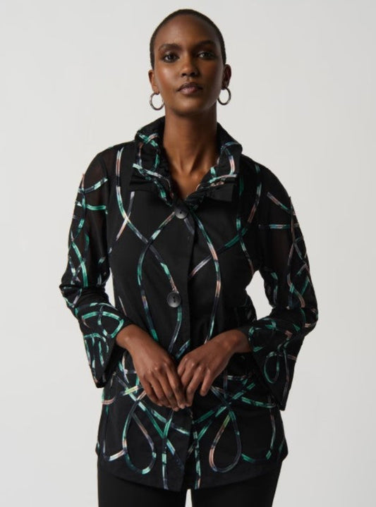 Joseph Ribkoff 234905 Black/Multi Abstract Print Jacket