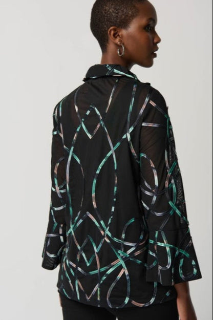 Joseph Ribkoff 234905 Black/Multi Abstract Print Jacket
