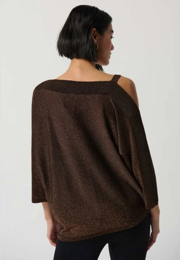 Joseph Ribkoff 234916 Sparkle Knit Cold-Shoulder Sweater Top
