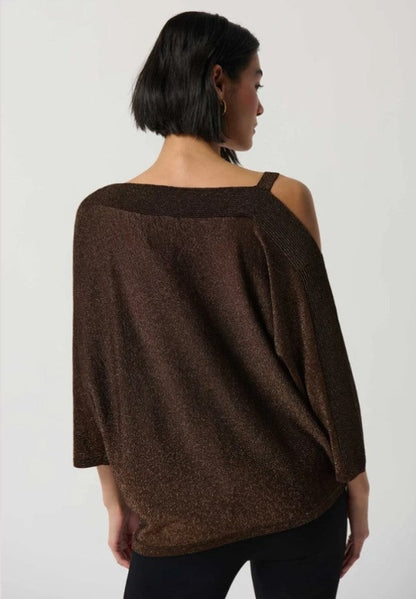 Joseph Ribkoff 234916 Sparkle Knit Cold-Shoulder Sweater Top