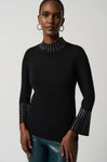 Joseph Ribkoff 234920 Embellished Mock Neck Sweater Top