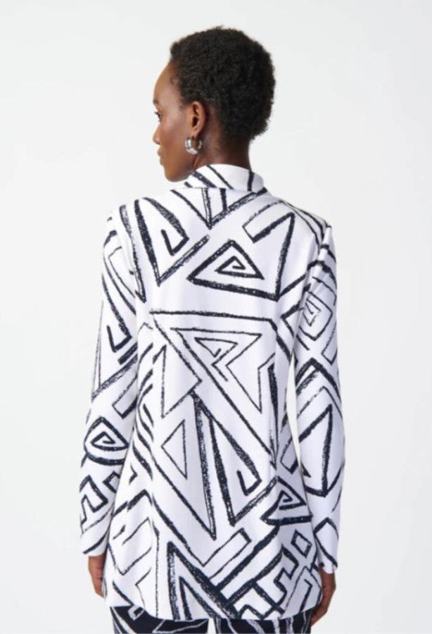 Joseph Ribkoff 241034 Vanilla/Midnight Blue Geometric Print Blazer Jacket
