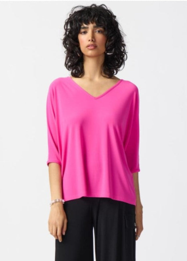 Joseph Ribkoff 241044 Ultra Pink Boxy Dolman Sleeve Top