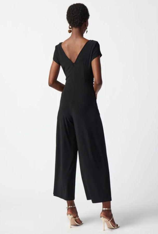 Joseph Ribkoff 241057 Black Silky Knit Buckle Detail Jumpsuit