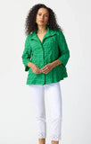 Joseph Ribkoff 241069 Island Green Textured Stand Collar 3/4 Sleeves Jacket