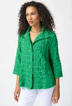 Joseph Ribkoff 241069 Island Green Textured Stand Collar 3/4 Sleeves Jacket