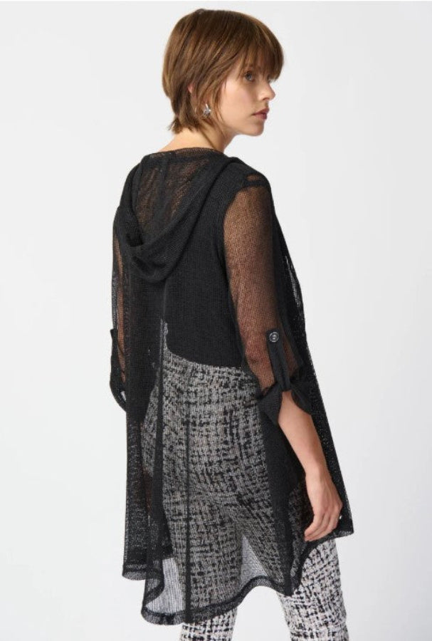 Joseph Ribkoff 241075 Black Mesh Hooded Jacket