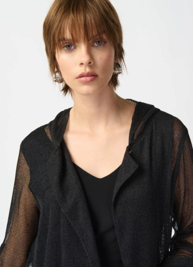 Joseph Ribkoff 241075 Black Mesh Hooded Jacket