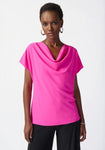 Joseph Ribkoff 241099 Ultra Pink Cowl Neck Lightweight Top