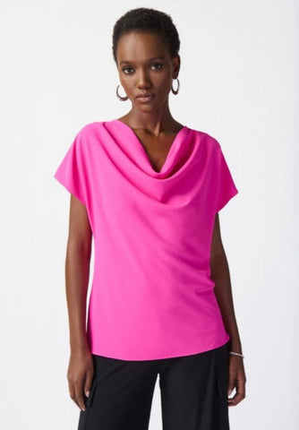 Joseph Ribkoff 241099 Ultra Pink Cowl Neck Lightweight Top