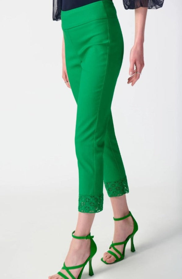 Joseph Ribkoff 241102 Embroidered Cutout Cuff Cropped Pants