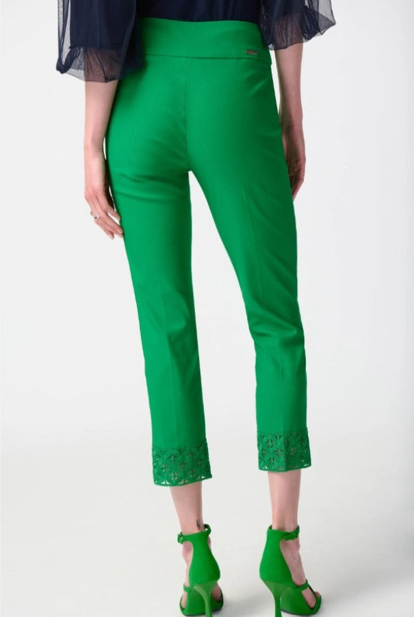 Joseph Ribkoff 241102 Embroidered Cutout Cuff Cropped Pants