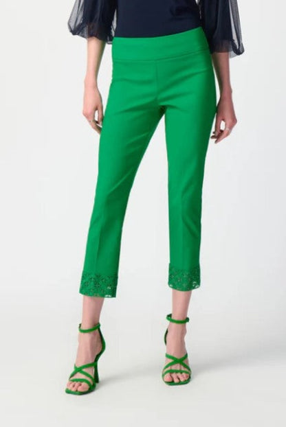 Joseph Ribkoff 241102 Embroidered Cutout Cuff Cropped Pants