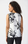 Joseph Ribkoff 241120 Vanilla/Black Floral Print Cowl Neck Sleeveless Top