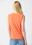 Joseph Ribkoff 241133 Mandarin Pleated Front V-Neck Sleeveless Top