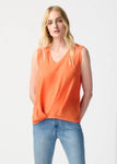 Joseph Ribkoff 241133 Mandarin Pleated Front V-Neck Sleeveless Top