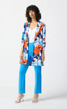 Joseph Ribkoff 241146 Vanilla/Multi Abstract Face Print Longline Blazer Jacket