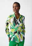 Joseph Ribkoff 241153 Vanilla/Multi-Color Tropical Print Collared Top