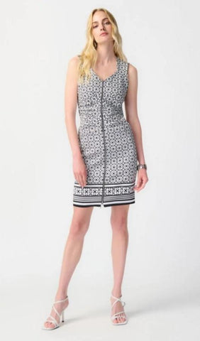 Joseph Ribkoff 241171 Vanilla/Black Geometric Print Sheath Dress