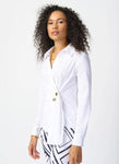 Joseph Ribkoff 241181 Optic White Pleated Wrap Front Long Sleeve