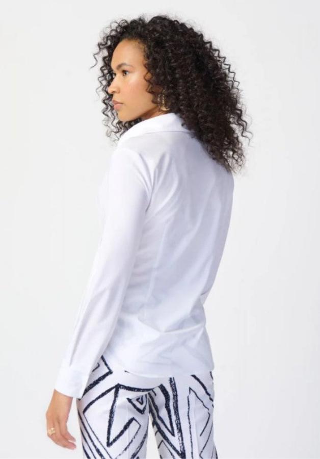 Joseph Ribkoff 241181 Optic White Pleated Wrap Front Long Sleeve Top