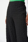 Joseph Ribkoff 241187 Black Textured Check Pull On Cropped Wide Leg Pants