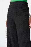 Joseph Ribkoff 241187 Black Textured Check Pull On Cropped Wide Leg Pants