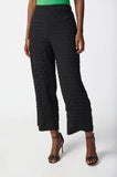 Joseph Ribkoff 241187 Black Textured Check Pull On Cropped Wide Leg Pants