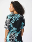 Joseph Ribkoff 241219 Black/Multi-Color Tropical Print Tie-Front Top