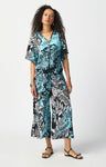 Joseph Ribkoff 241067 Black/Multi-Color Tropical Print Pull On Culotte Pants